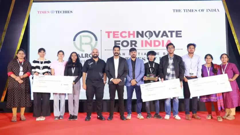Winners with Jones Joseph (Director &COO, Talrop), Ajeesh Satheesan (Director &CMO, Talrop) and UX Anudeep. Shaping India’s tech future at Technovate for India in Hyderabad