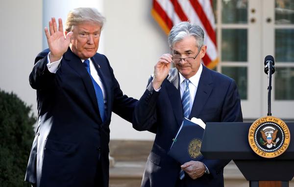 U.S. President Donald Trump with Jerome Powell