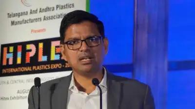 Vishnu Vardhan Reddy, vice chairman & managing director, TGIIC, addresses the 4th edition of the Telangana and Andhra Plastics Manufacturers Association (TAAPMA)’s flagship Polymers Conference 2025 in Hyderabad on Friday. Telangana to get 2nd dedicated plastics park near Shamshabad, 1st dry port at Manoharabad