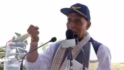 Rajnath Singh at Bhuj airbase Rajnath Singh at Bhuj airbase