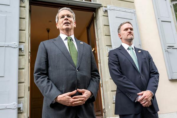 U.S. Secretary of the Treasury Scott Bessent and U.S. Trade Representative Jamieson Greer address the media after trade talks with China in Geneva, Switzerland, May 11, 2025. REUTERS