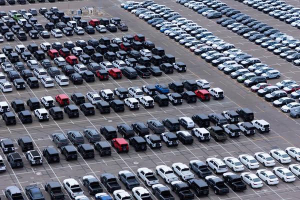 Automobiles at the shipping terminal in San Diego, California