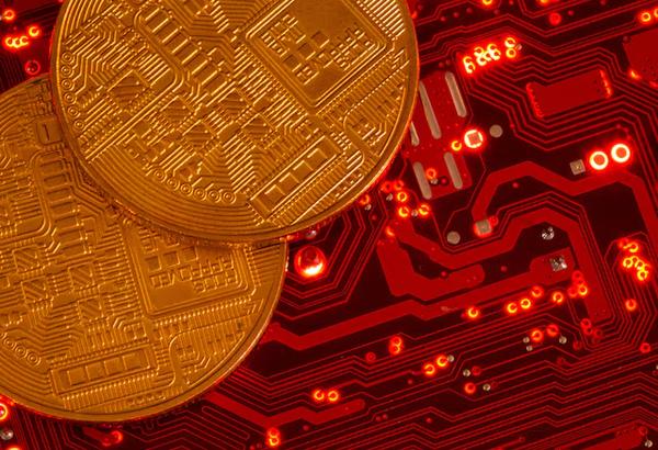 Representations of cryptocurrencies on a PC motherboard