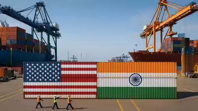 A negotiating team is in Washington for another round of trade deal talks, with both nations working towards finalizing a tariff rate below 20%. (AI image) India-US trade deal negotiations