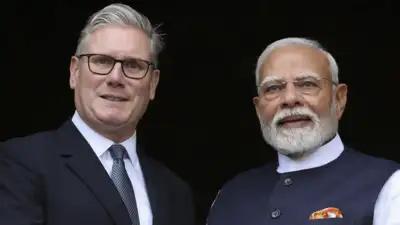 Prime Minister Narendra Modi with his British counterpart Keir Starmer during a meeting at Chequers Estate, in UK.