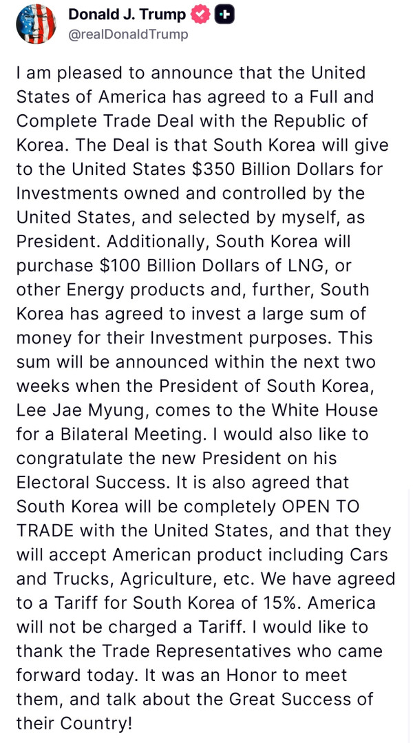 Captured from Trump's Truth Social account