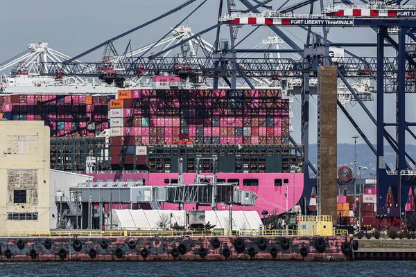 Containers are stacked on the deck of cargo ship One Minato at Port Liberty New York in Staten Island, New York, U.S., April 2, 2025. REUTERS