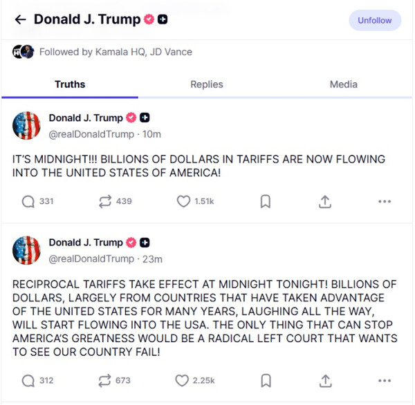 (Capture from President Trump’s Truth Social)