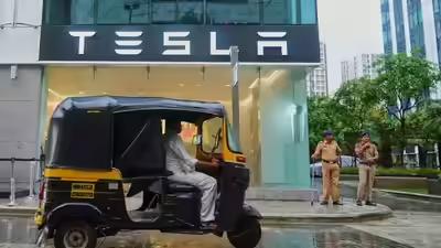 (Photo credit: AP) Tesla's new showroom in Delhi